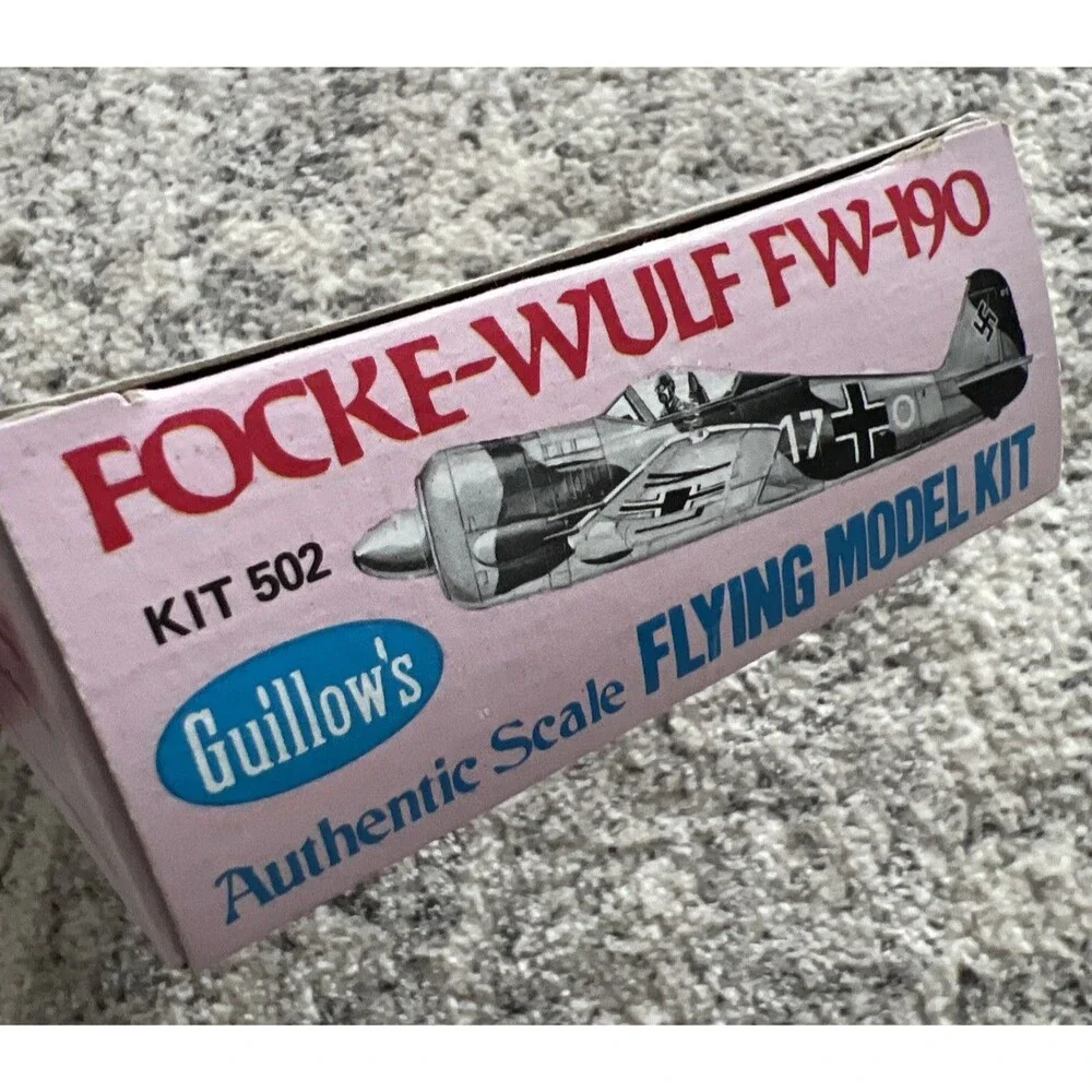 NOS Guillow's 1976 Flying Model Airplane Kit 502 Focke-Wulf FW-190 WW2 Fighter